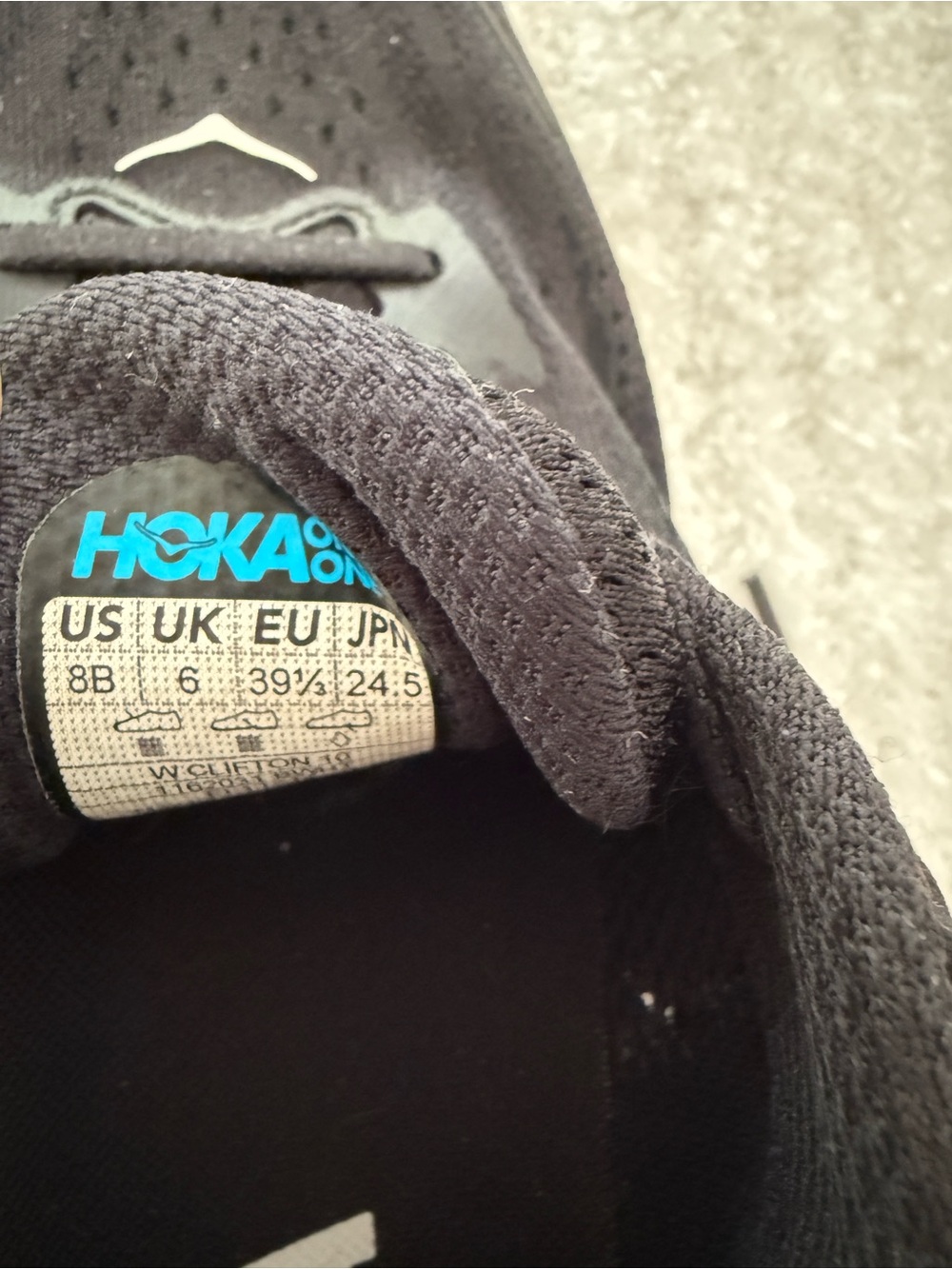 Hoka Black & White Clifton 10 Cushion Running Shoes - Picture 5 of 5